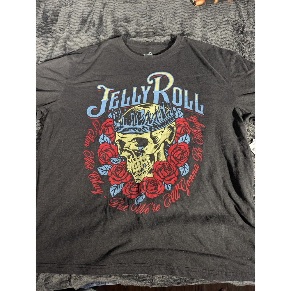 Jelly Roll Graphic T-Shirt Mens Medium Gray Good Beautifully Broken Tour Tee